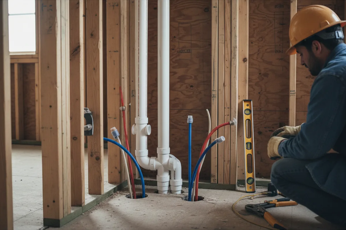 Drain and supply rough-in during Drain Cleaning in Galveston